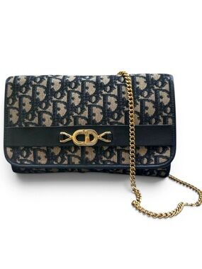 Christian Dior Navy Blue Vintage Trotter Romantique Satchel Bag Monogram Y2K